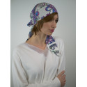 TURBAN ET FOULARD CHIMIOTEHRAPIE - SOGUE IMPRIME BLEU OCEAN EMALIZ HAIR