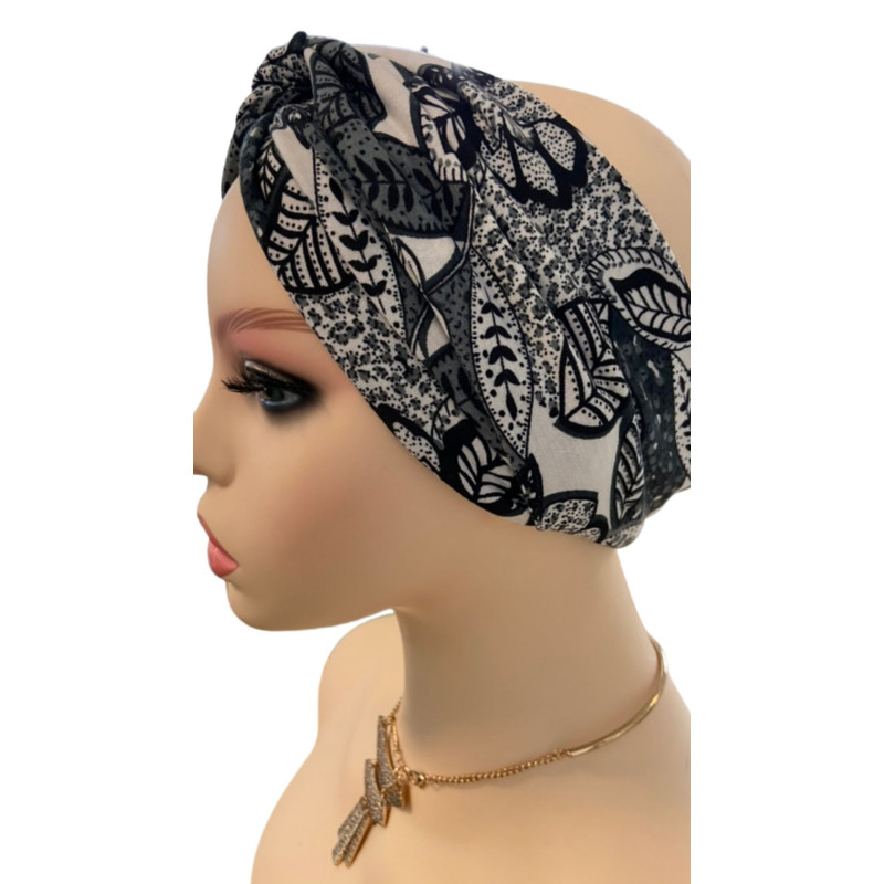 BANDEAU CHEVEUX IMPRIME NOIR