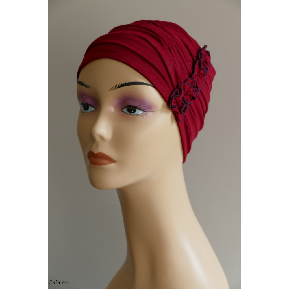 Bonnet chimio Grenat - accessoire cheveux chimio