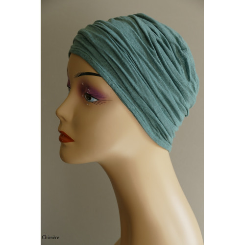 BONNET CHIMIOTHERAPIE VERSAILLES EN FIBRES DE BAMBOU -VERT BOUTEILLE