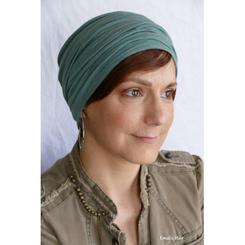 BONNET CHIMIOTHERAPIE VERSAILLES EN FIBRES DE BAMBOU -VERT BOUTEILLE