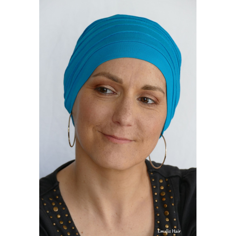 Bonnet chimio doux et bleu en bambou | Emaliz Hair