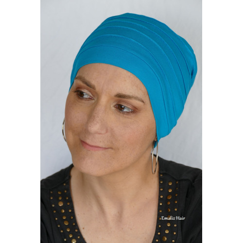 Bonnet chimio doux et bleu en bambou | Emaliz Hair